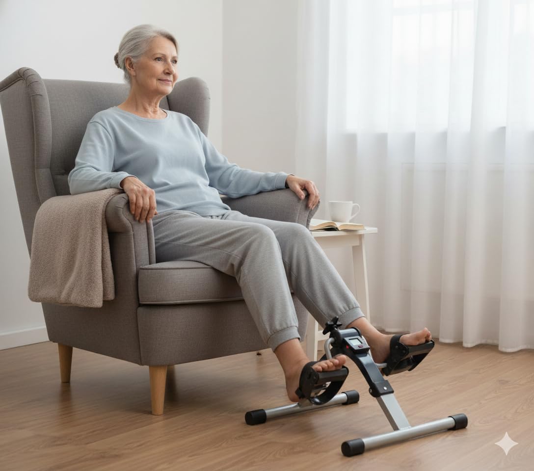 Pedalier de Ejercicio Digital para Piernas y Brazos, Rehabilitación y Fitness en Casa, Pantalla LCD, Resistencia Ajustable, Mini Bicicleta Estática