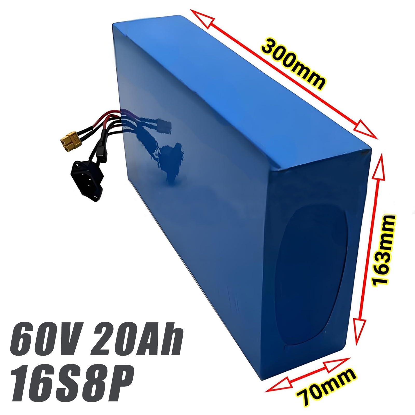 60V 20Ah E-Bike Batería De Iones De Litio con 67.2V 2A Cargador 16S8P Bicicleta Eléctrica Scooter Batería Incorporada BMS para 250W 300W 350W 500W 750W 1000W Motor XT60 Plug
