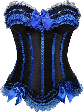 Corsets for Women Tops Plus Size Stripe Lace up Boned Overbust Bustier Lingerie Halloween