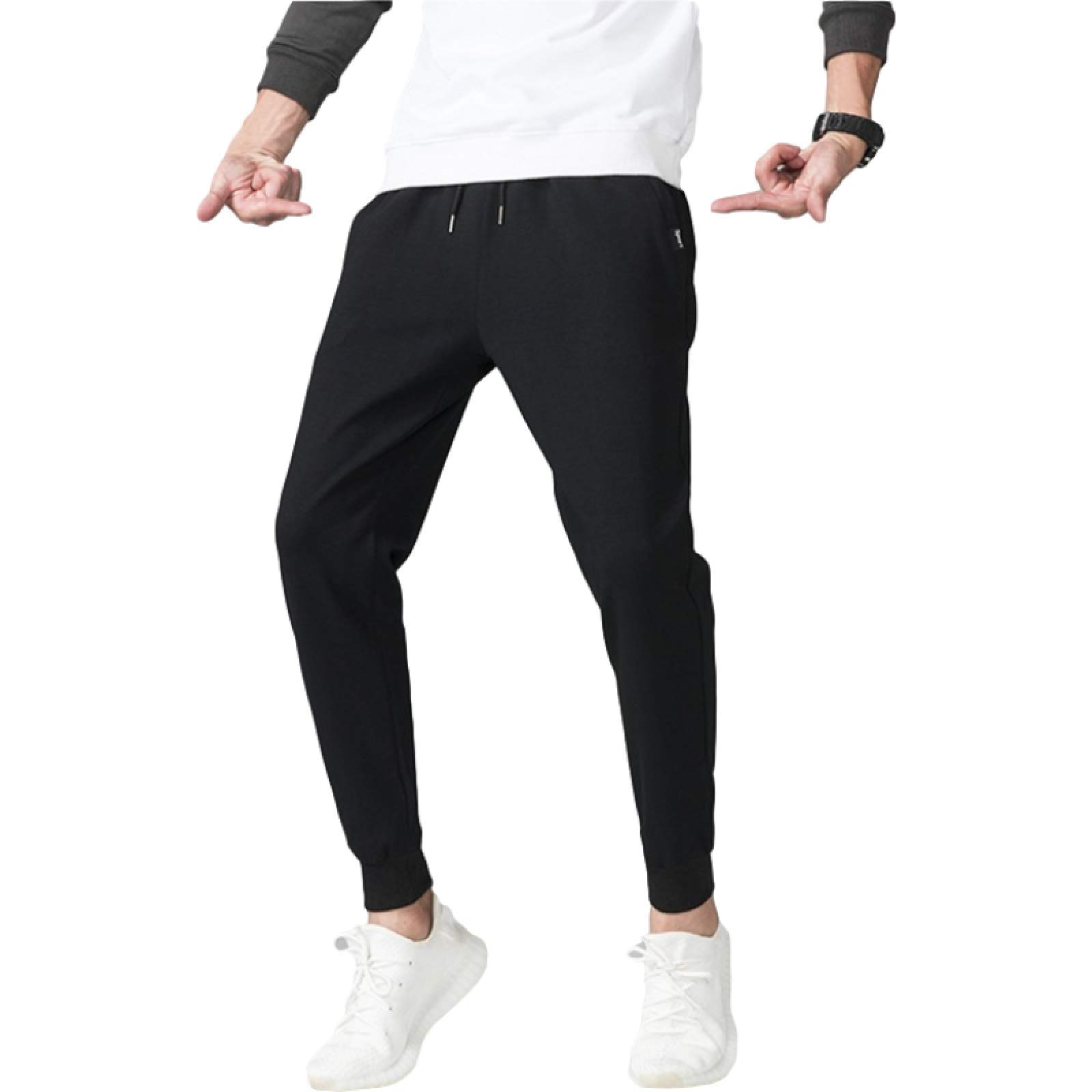 Mens Jogger Trousers with Pockets Drawstring Casual Gym Fitness Pants Tracksuit Bottoms Slim Fit Beam Feet Running Sweatpants