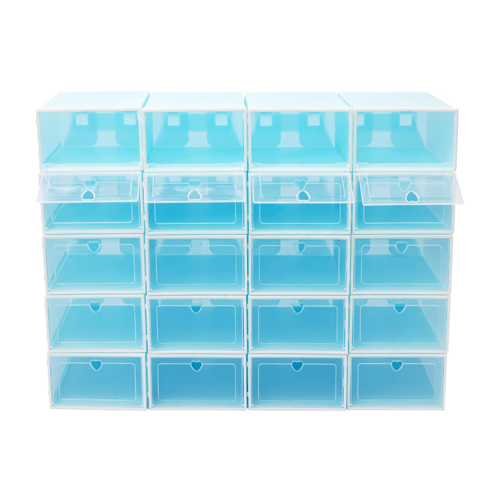 Scatola per scarpe, 20 pezzi, scatola per scarpe, scatola di plastica, trasparente, per scarpiere, camera da letto, guardaroba