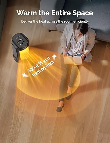 Miniatura 5 de Calentador de espacio pequeño para uso en interiores, calentador eléctrico PTC para dormitorio, calentamiento rápido de 1000 W con termostato,