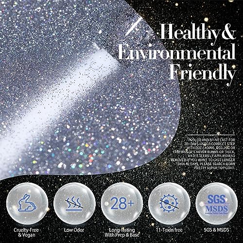 BORN PRETTY UV Nagellack Glitzer, Reflechissant Funkelnd Gel Nagellack Reflective Glitzer Rosa Golden Silber Funkelnd Glitzer Gel Nagel Art Maniküre Lack 6 Farben