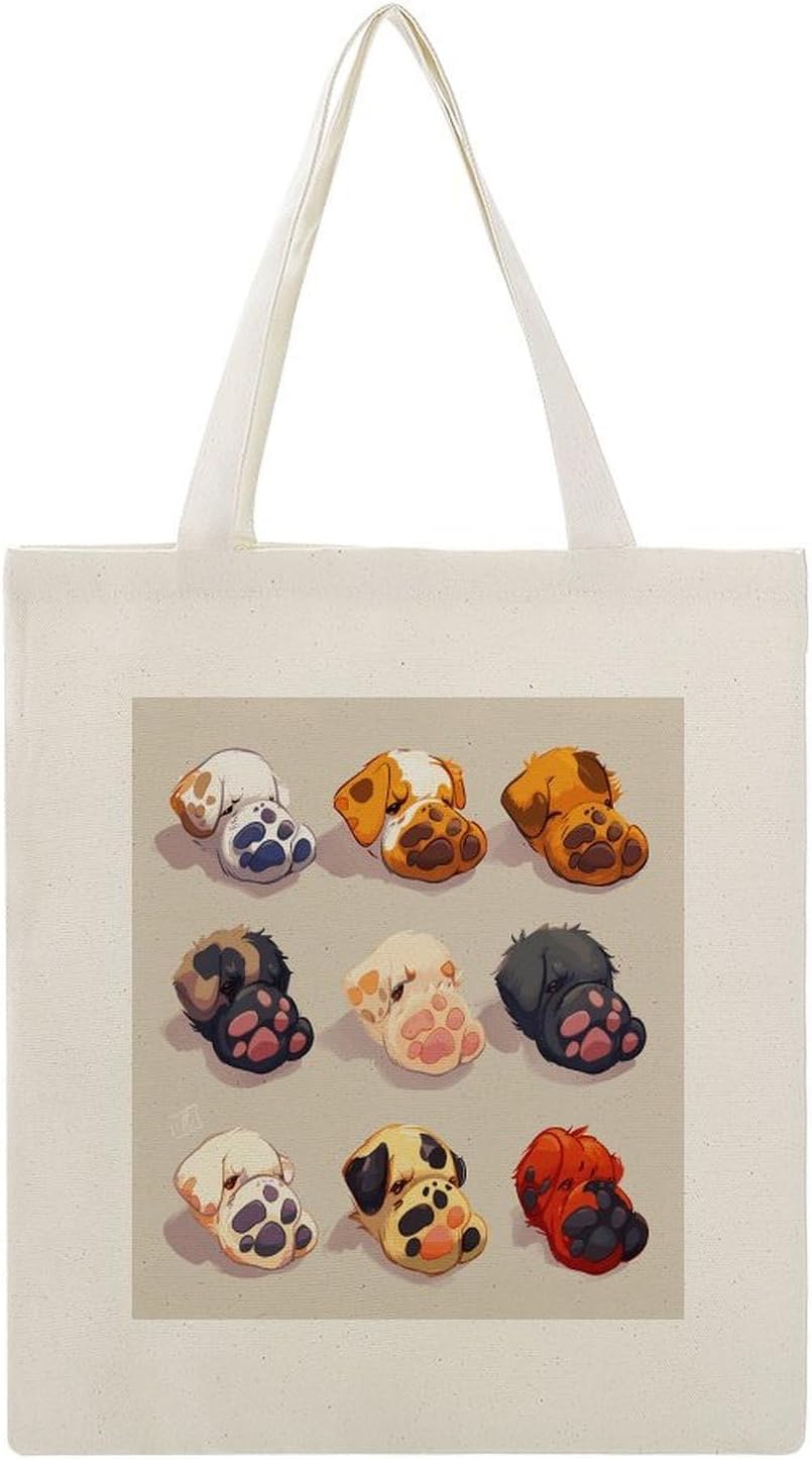 Cute Dog Paw Canvas Tote Bag Aesthetic Tote Bag