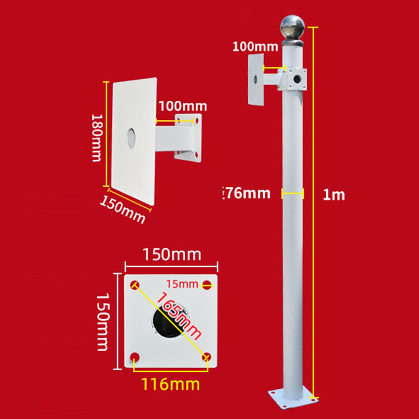 Support de caméra dôme universel, support réglable en aluminium pour la surveillance intérieure et extérieure, idéal pour les écoles, les parkings, les métros