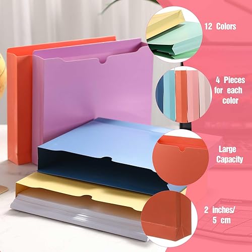 Miniatura 6 de Fainne 24 carpetas de archivos expandibles de 1 pulgada, chaquetas, tamaño carta, bolsillo reforzado, pestañas rectas, organizador de archivos