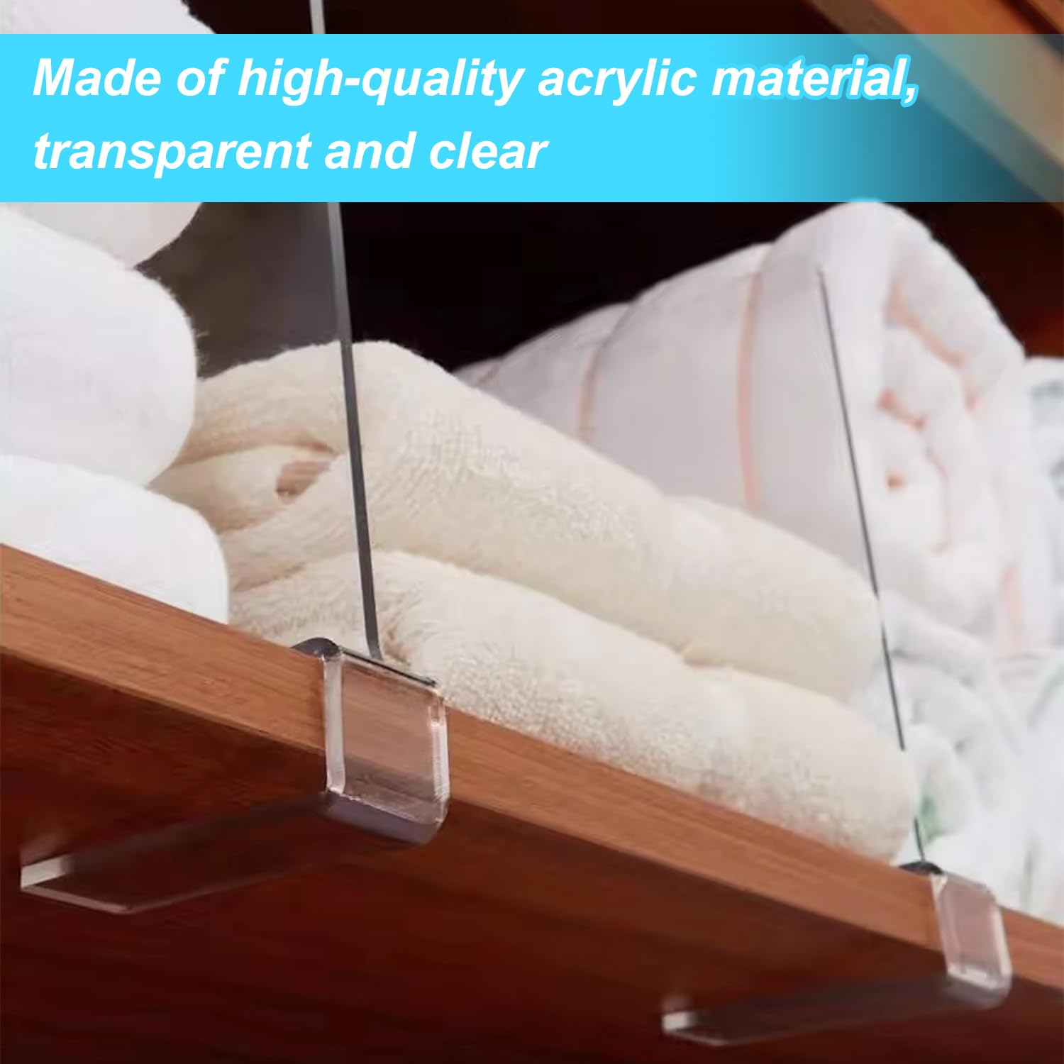 16 Stück Transparente Acryl regaltrenner, Kleideraufbewahrung Organisation, Regalteiler, Regal für Kleiderschrank ohne Bohrungen, Regaltrenner Kleiderschrank, Für Schlafzimmer Küche Kleiderschrank