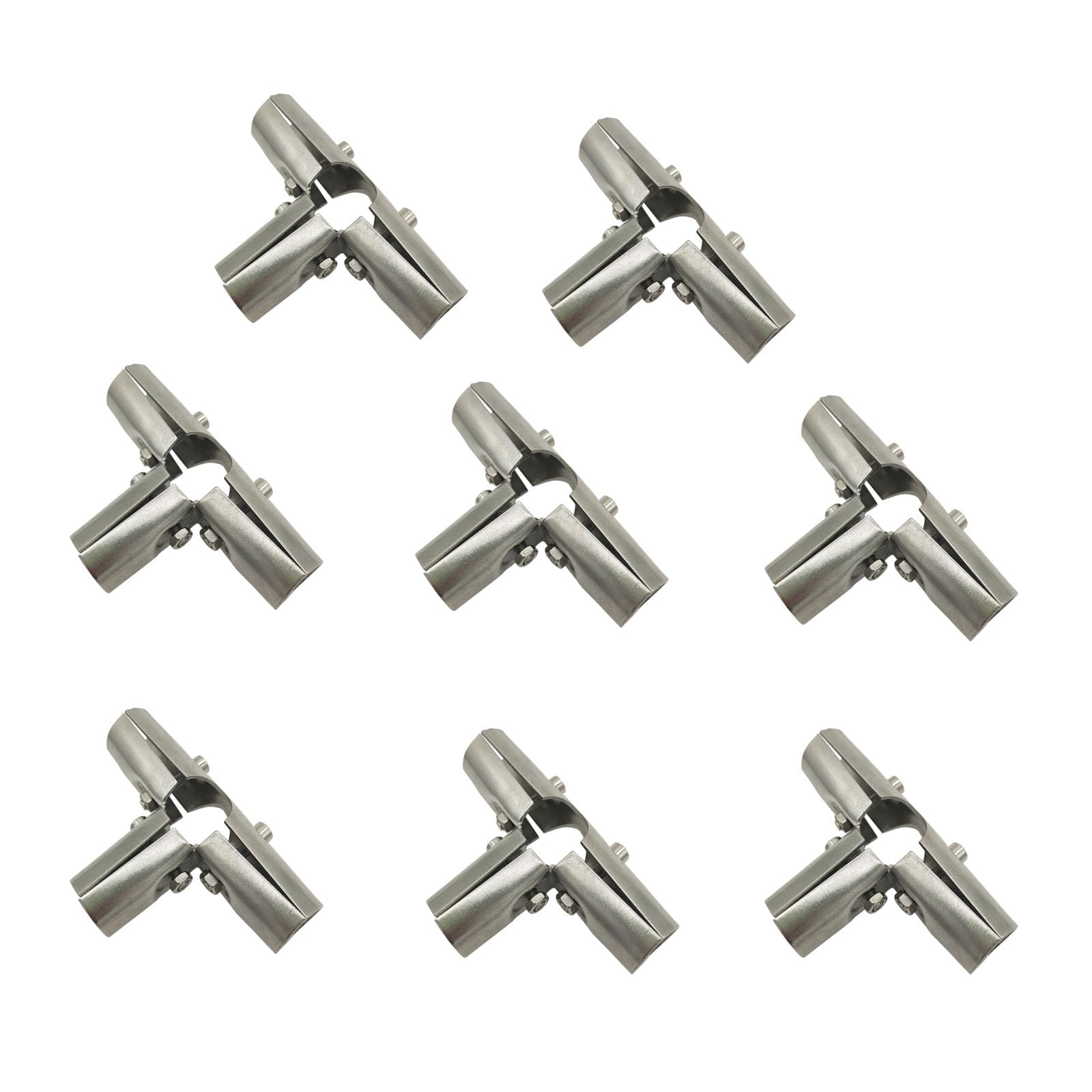8 PCS 1 Inch Structural Pipe Connector 4 Way Metal Joint Chain Link Fence Clamp, Stainless Steel 201 Corner Fitting End Rails Clamps, Thickness 1.8 mm