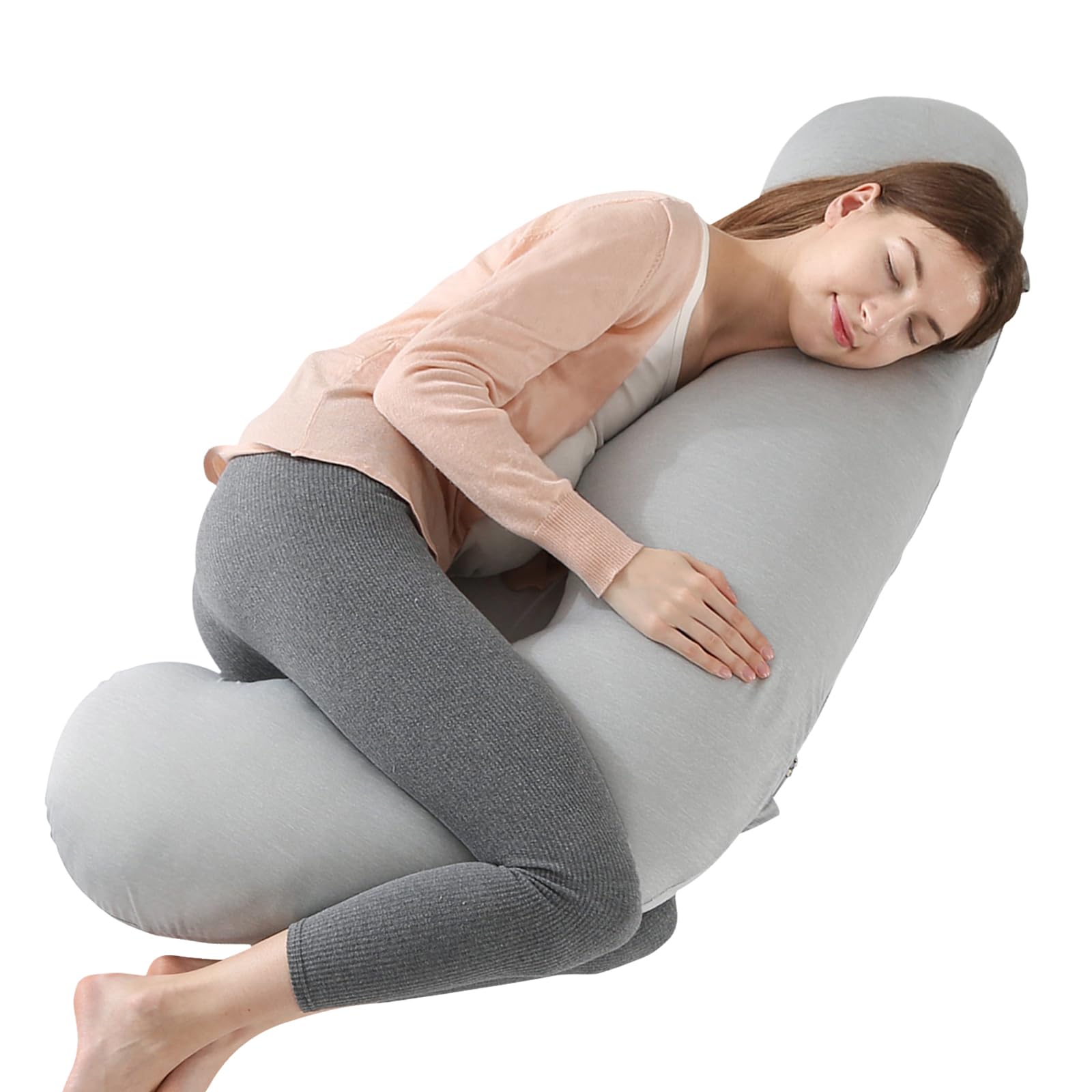 Wndy's Dream L shaped Support Pillow| Pregnancy Body Pillow with Premium Cotton Filling for Sports Recovery,Back, Neck & Leg Pain Relief with Machine Washable Pillowcase (Cooling grey)