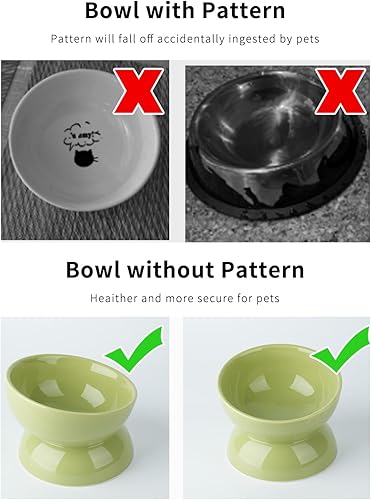 Miniatura 4 de ABRUTY Cuenco de comida para gatos, plato elevado de cerámica para gatos de 16 onzas, cuenco de agua elevado y inclinado en 15, antivómitos, protege