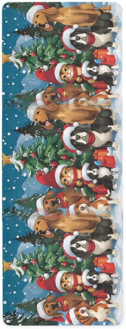 ALAZA Dog Cat Christmas Tree Yoga Mat Non Slip Fitness Exercise Mat, Workout Mat for Yoga, Pilates and Floor Exercises