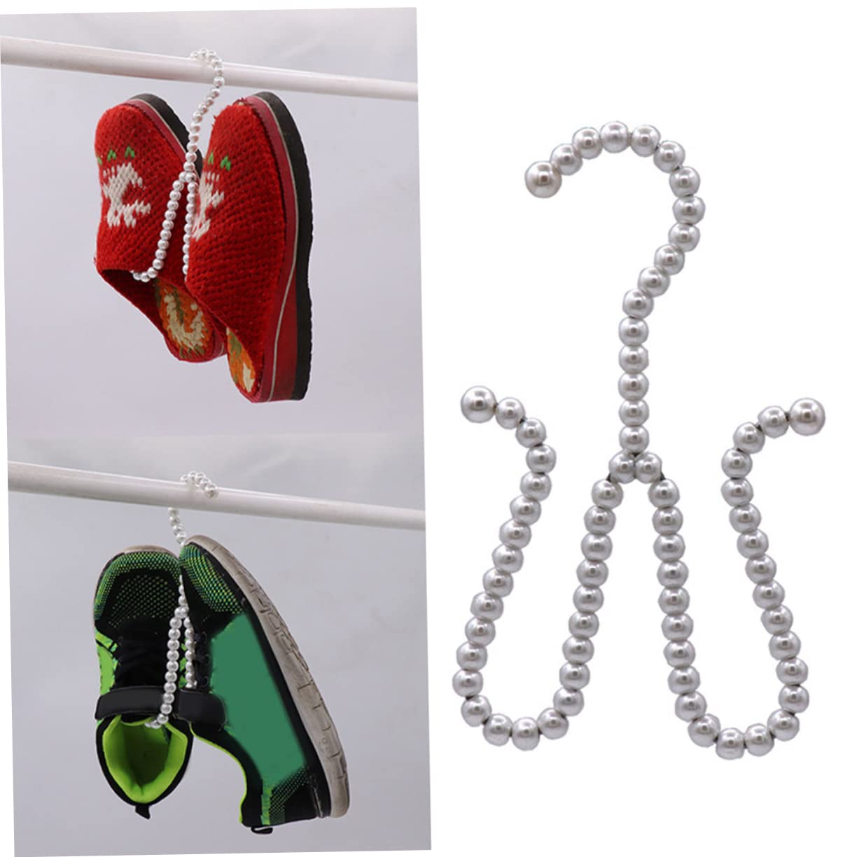 Happyyami Shoes Drying Holder Double Hooks Lightweight Closet Organizer with Material Unique Faux Pearl Design for Storage
