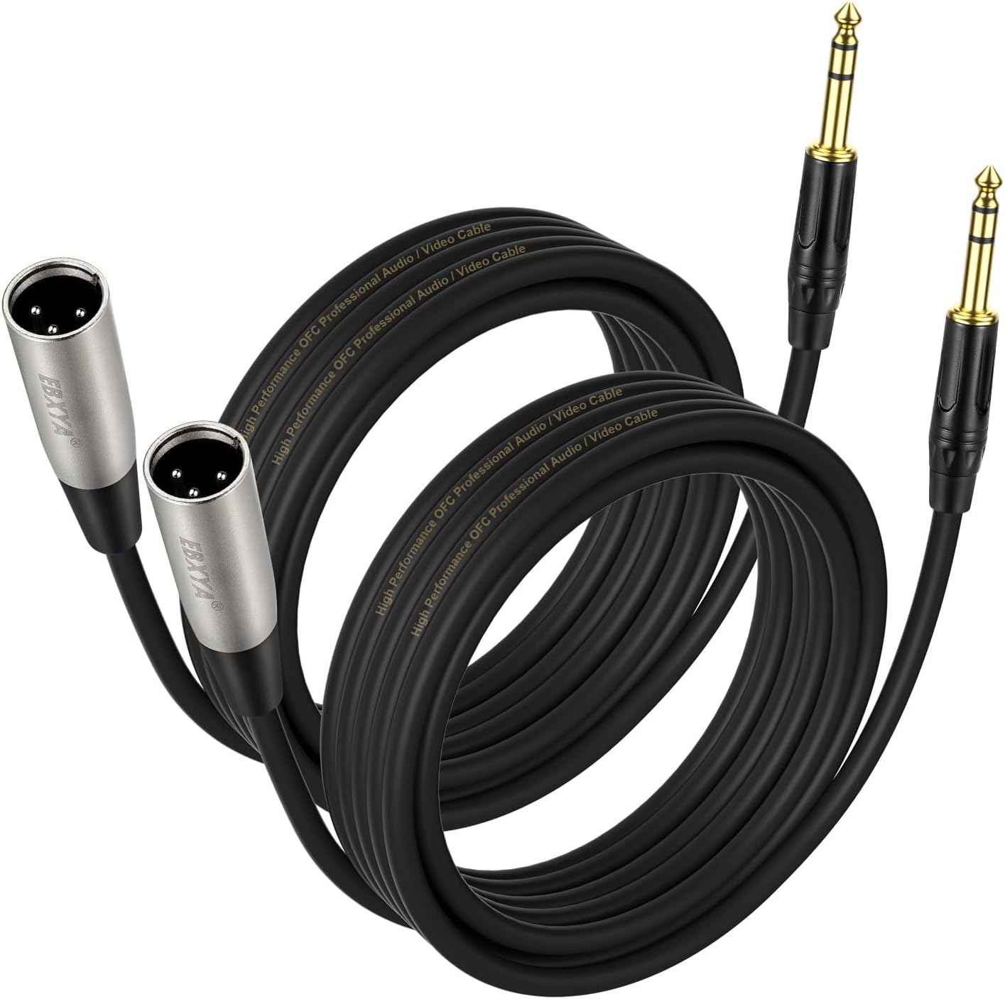EBXYA 1/4" TRS to XLR Male Balanced Mic Microphone Cable 6ft, XLR to 6.35 Jack, 2 Packs