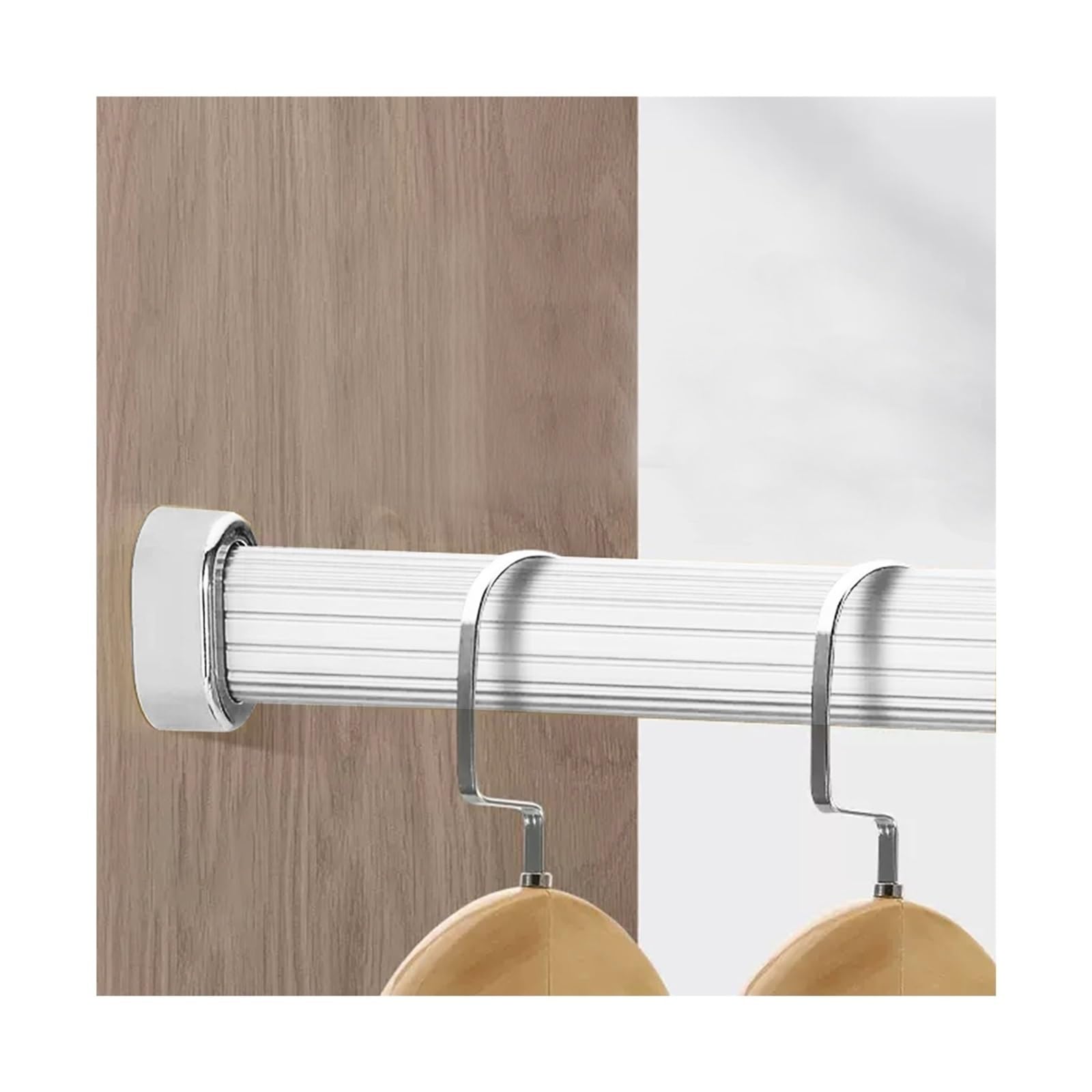 Oval Closet Rod 20 30 40 50 inch Custom, Detachable Solid Clothes Bar for Rental House/Apartment with Flange, Aluminum Alloy Wardrobe Hanger Pole(Silver,28inch/71.1cm)