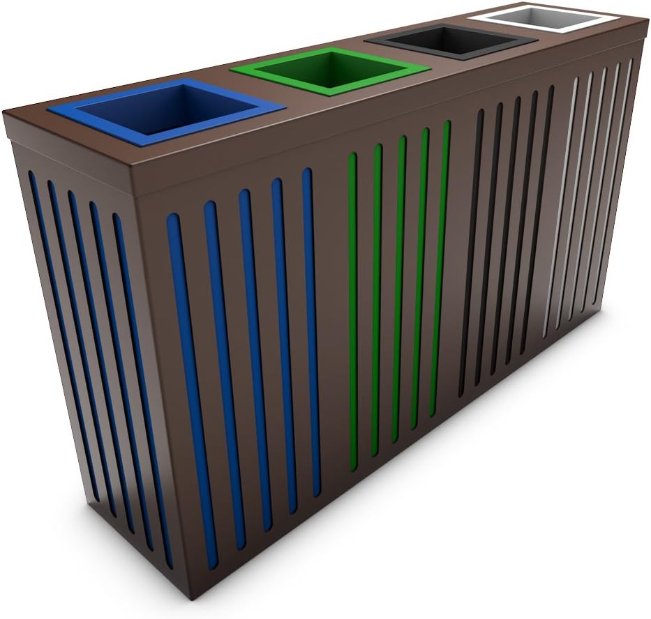 poubelledirect Waste Bin for Office Bin 90 Litres, Brown Body, 4 Buckets Home 4 x 90/Orion Blue, Green, Anthracite, White – L