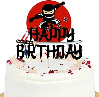 Ninja Happy Birthday Cake Topper -Â Martial Arts Karate Kung Fu WarriorsÂ Birthday Cake Decoration Ninja Anime Theme Party Birthday Supplies For Boys Kids