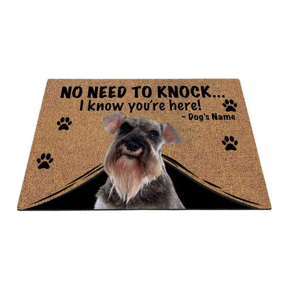 BAGEYOU Personalized Doormat with My Love Dog Gray Miniature Schnauzer Welcome Floor Mat Not Need to Knock I Know You're Here 27.5" x 17.7"