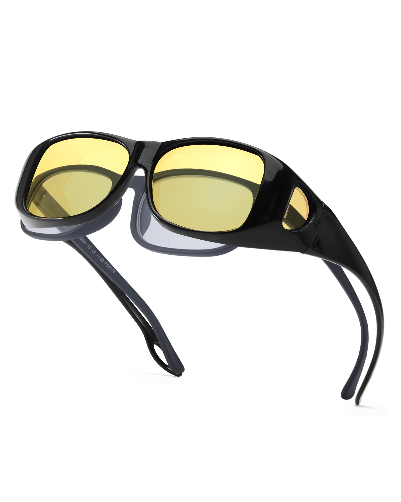 LVIOE Nachtfahrbrille Polarisiert Leichter Rechteckiger Rahmen, Reduziert Scheinwerferblendung für Nachtsicht