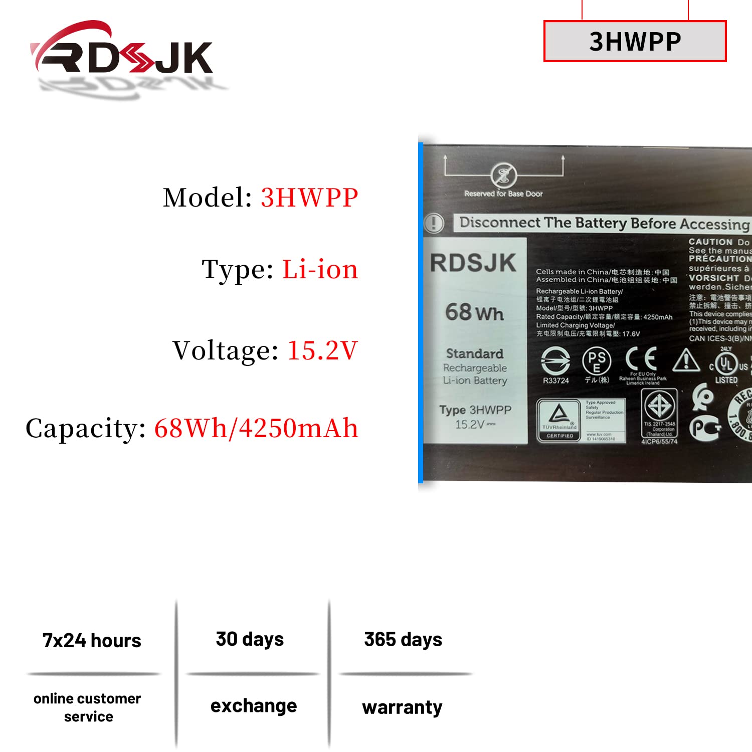 Amazon.com: 3HWPP Laptop Battery for Dell Precision 3541