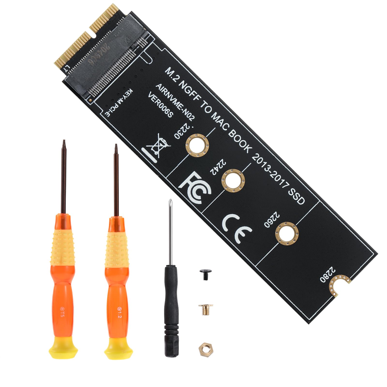M.2 NVME SSD Adapter For MacBook - Upgrade Kit Compatible With 2013-2017 MacBook Air & Pro Models A1465 A1466 A1398 A1502