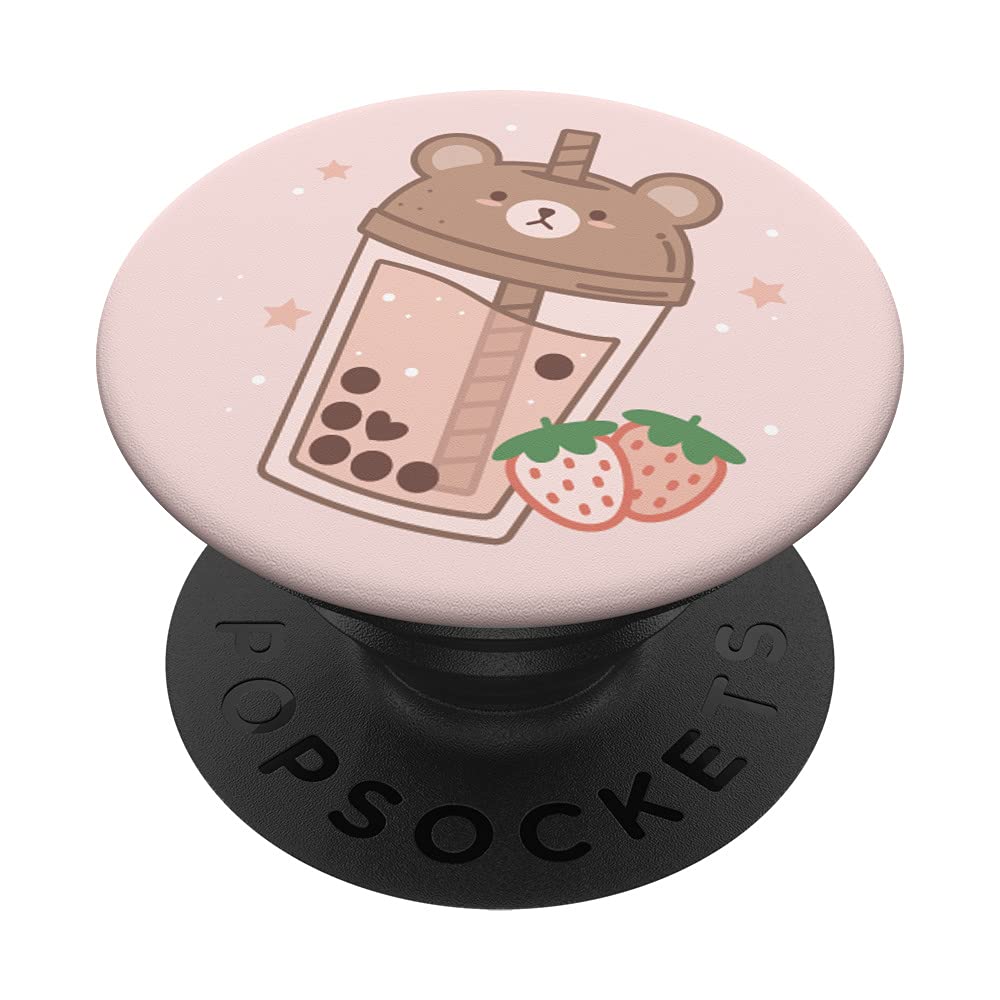 Bubble Milk Tea Boba Cute Bear Kawaii Aesthetic PopSockets Adhesive PopGrip