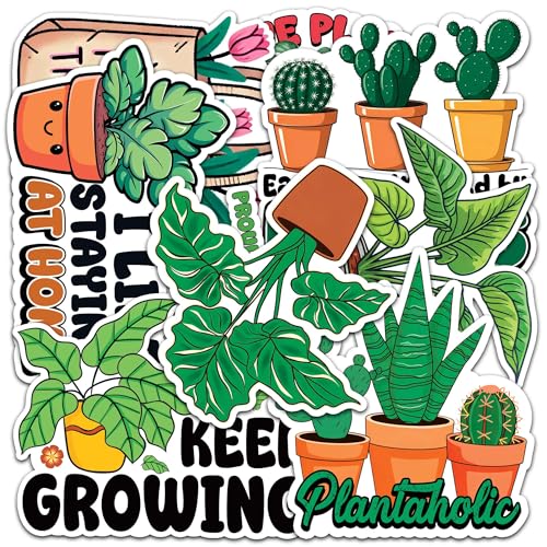 Image of Plant Sticker 8 Pcs (Large Size) Vinyl Stickers Laptop Waterproof Decal for Car Bumper Water Bottle Notebook Luggage Window Funny Party Birthday Decorations - Size 4 Inches
