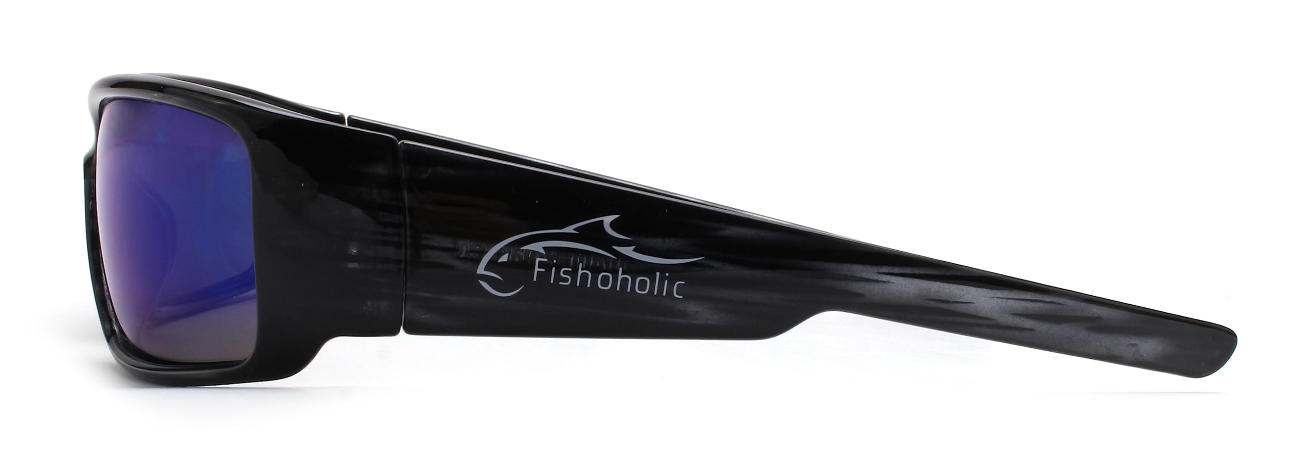 Fishoholic Gafas de sol polarizadas de pesca, rayas negras, UV400, funda y bolsa, gran regalo de pesca (BlkStk-BlueMrr)