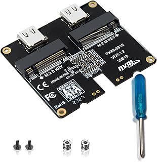 yungluner Dualdisk NVMe SSD to USB3.1 Adapter for SSD 2230 2242 2260 2280 Hard Drives JMS581 Control DualProtocol SSD Adapter JMS581 Chip Adapter Card