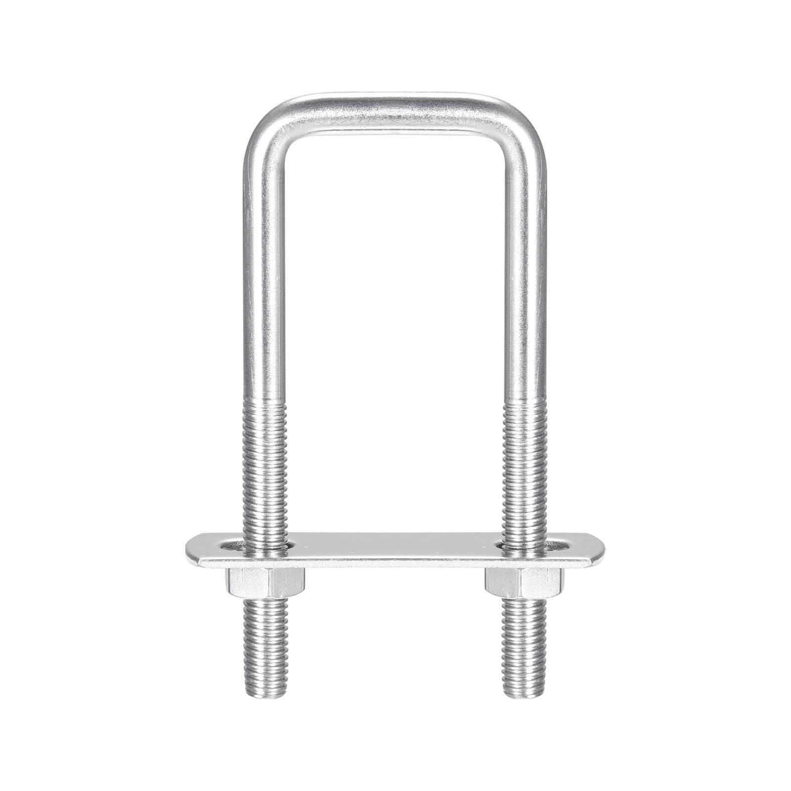 TA-VIGOR 3 sets M8 Square U-Bolts, 35mm Inner Width 100mm Length 304 Stainless Steel U-Bolts with Nut, Plate for Attaching Piping Conduit Cable Tube Brackets Boat Trailer