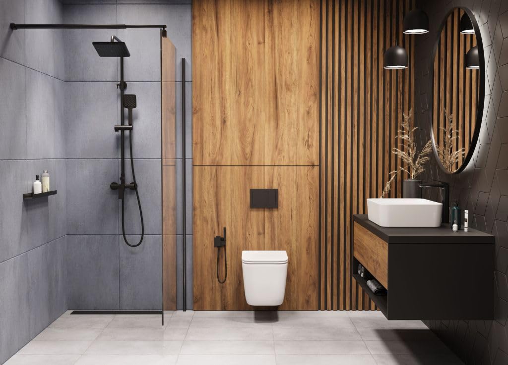VBChome WC sospeso senza bordi in ceramica con coperchio WC in Duroplast abbassamento automatico Rimless SoftClose, WC da parete e WC