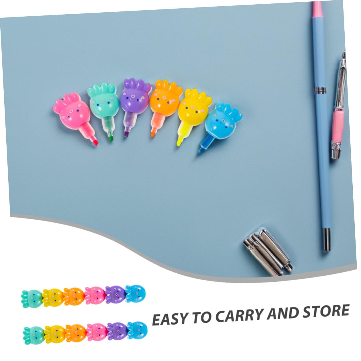 Angoily 2 Set Evidenziatori Mini Impilabili di Polpo Penne Fluorescenti Colorate per Studenti e Cancelleria Scuola e Ufficio Design Interattivo e Colori Vivaci