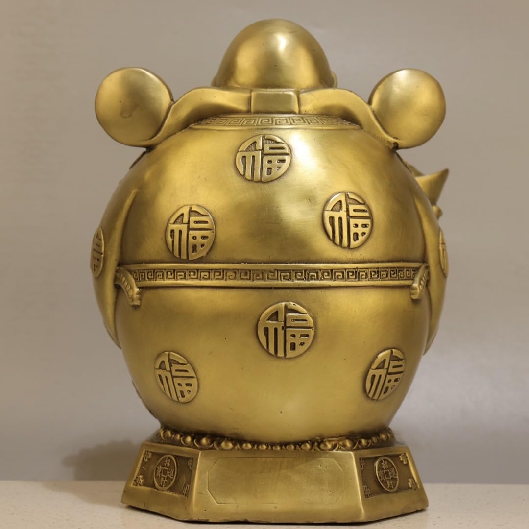 Posąg Buddy do wnętrz Statuetki kultu Mosiądz Bóg bogactwa Ozdoby Dom Biuro Sklep Rzeźba Buddy Feng Shui Dekoracja Medytująca Statua Buddy Figurka Rzeźba (S)