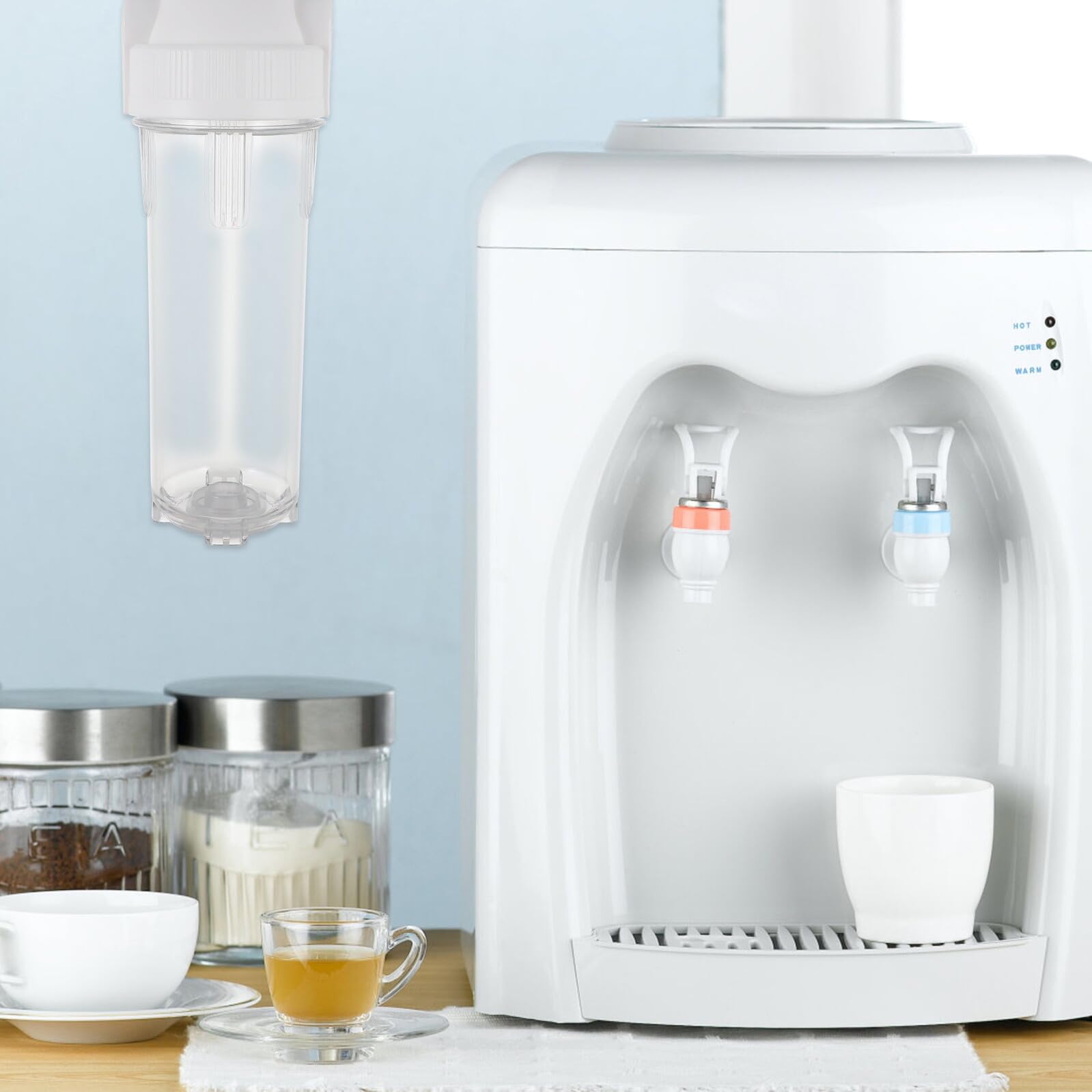 Filtre à Eau Transparent Antidébordement avec Joint Alimentaire pour Robinet Cartouche de Filtration Pré-filtre Résistant et Sécuritaire Bouteille Filtrante pour Purification