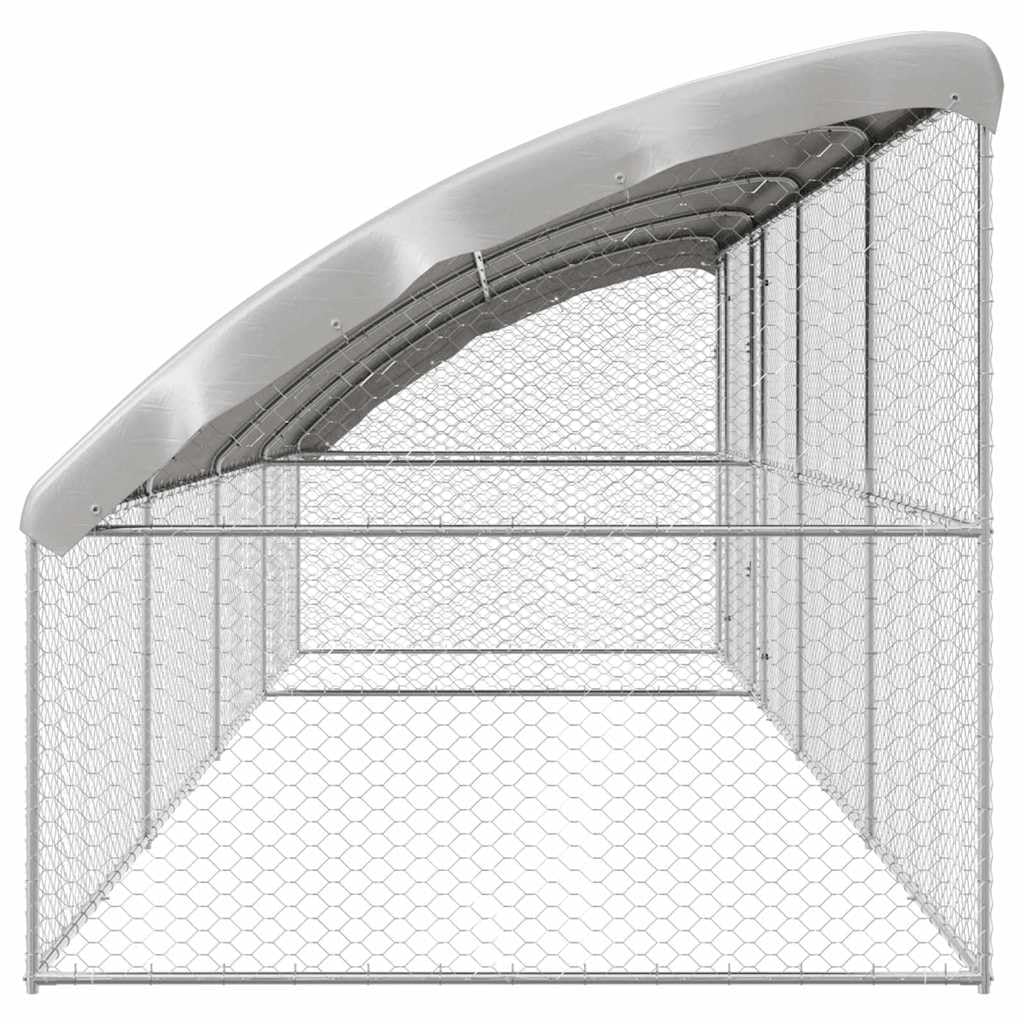 Jaula para perros, 4 unidades, acero galvanizado plateado, 8 x 2 x 2 m, recinto exterior con sistema de cerrojo, plegable y ampliable, protección segura para cachorros y perros en el jardín o