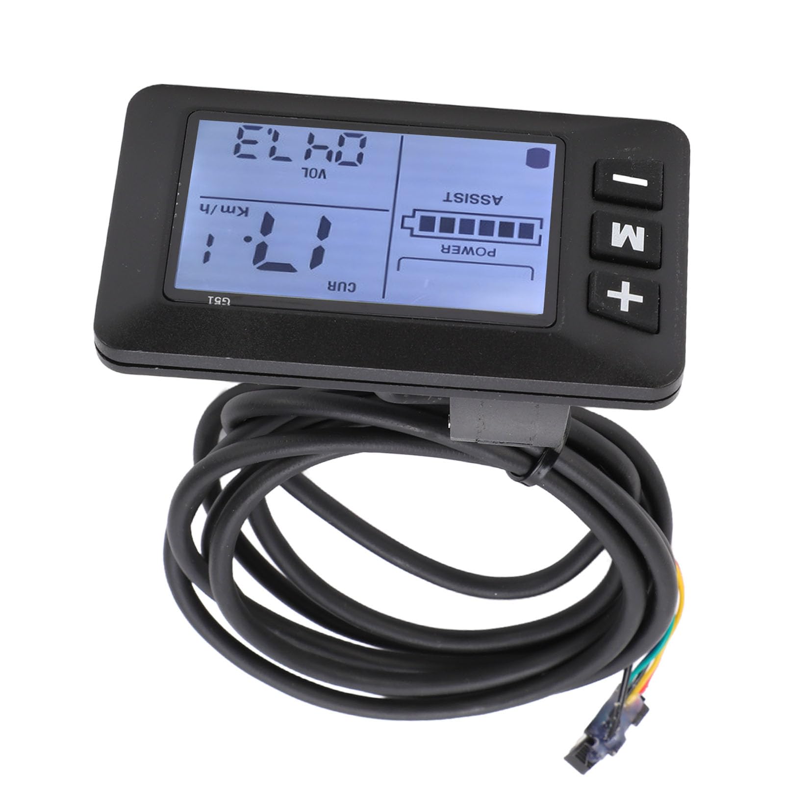 Tbest Electric Bike LCD Panel, Cycling LCD Control Panel G51 Speed Battery Level Display with Water Proof SM Connector for Scooter Riding