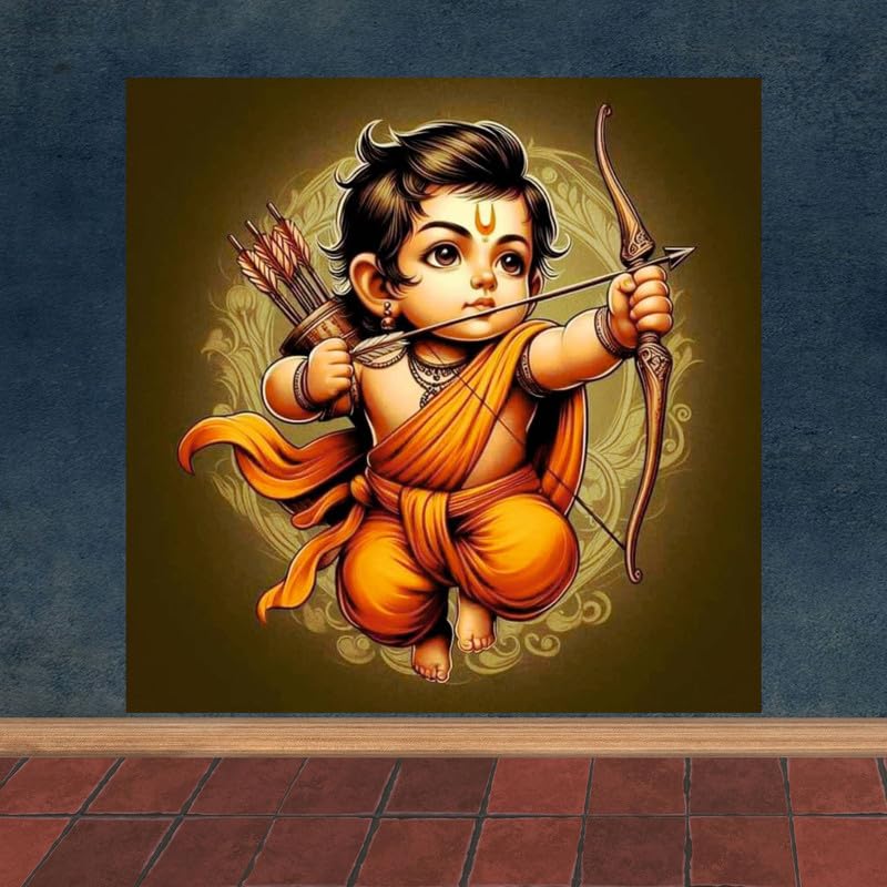 Image of British Terminal Cute little Bal Gopal Baby God Krishna| Kanha Ji | Laddu Lord Makhan Chor Painting Religious Poster for Pregnant Women for wall (matt thin vinyl,sticker,multicolor,unframed)| bj175
