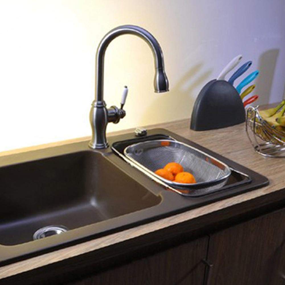 HERCHR Scolapasta Estensibile in Acciaio Inox Colapasta Scolapasta da Pentola con Maniglia a Scomparsa Rete Metallica Maglia Piccola Scolapiatti Acciaio Inox Cestello per Lavello da Cucina