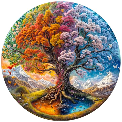 Jigfoxy Holzpuzzle Erwachsene, Baum des Lebens Holz Puzzle Erwachsen, Wooden Puzzle, Einzigartiges Lernspielzeug in Tierform für Freunde der Familie L-34 * 34cm-300pcs