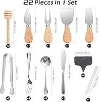 Vista 2 de Juego de 22 cuchillos esparcidores de mantequilla de queso, accesorios para tablero de charcutería, cuchillo de queso con mango de madera, cucharas