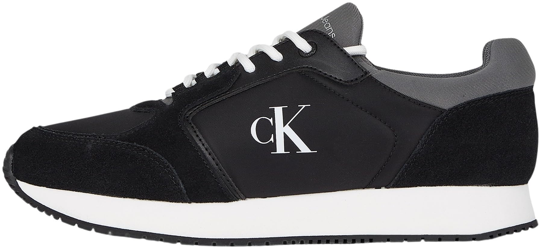 Calvin Klein Men’s Elegant Lace-up Sock Runner Trainers, Multicolor (Black/Charcoal Grey/Bright White), 8