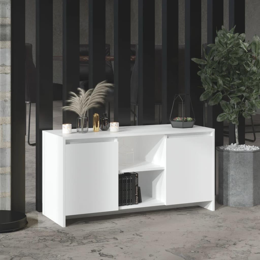 vidaXL Mueble para TV Soporte Mobiliario Armario Aparador Salón Sala de Estar Dormitorio Decoración de Madera Contrachapada Blanco 102x37,5x52,5 cm