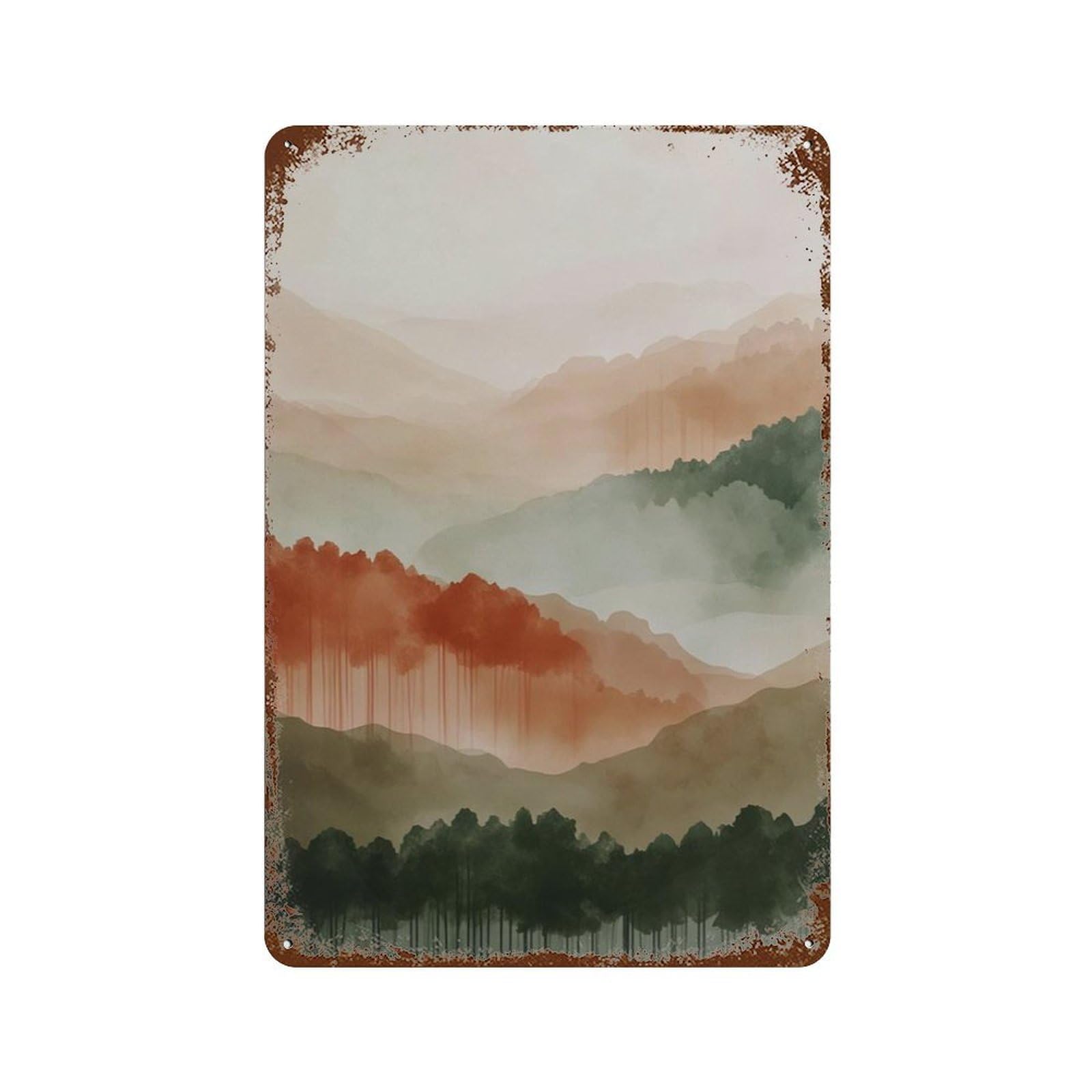 xiaoxiaoshen Abstract Landscape Mountain Sunset Minimal Nature Scandinavian Neutral Wall Decor Art Metal Tin Poster Modern Home Decor Art Home Bar Shop Decorations Vintage Sign 30x20cm