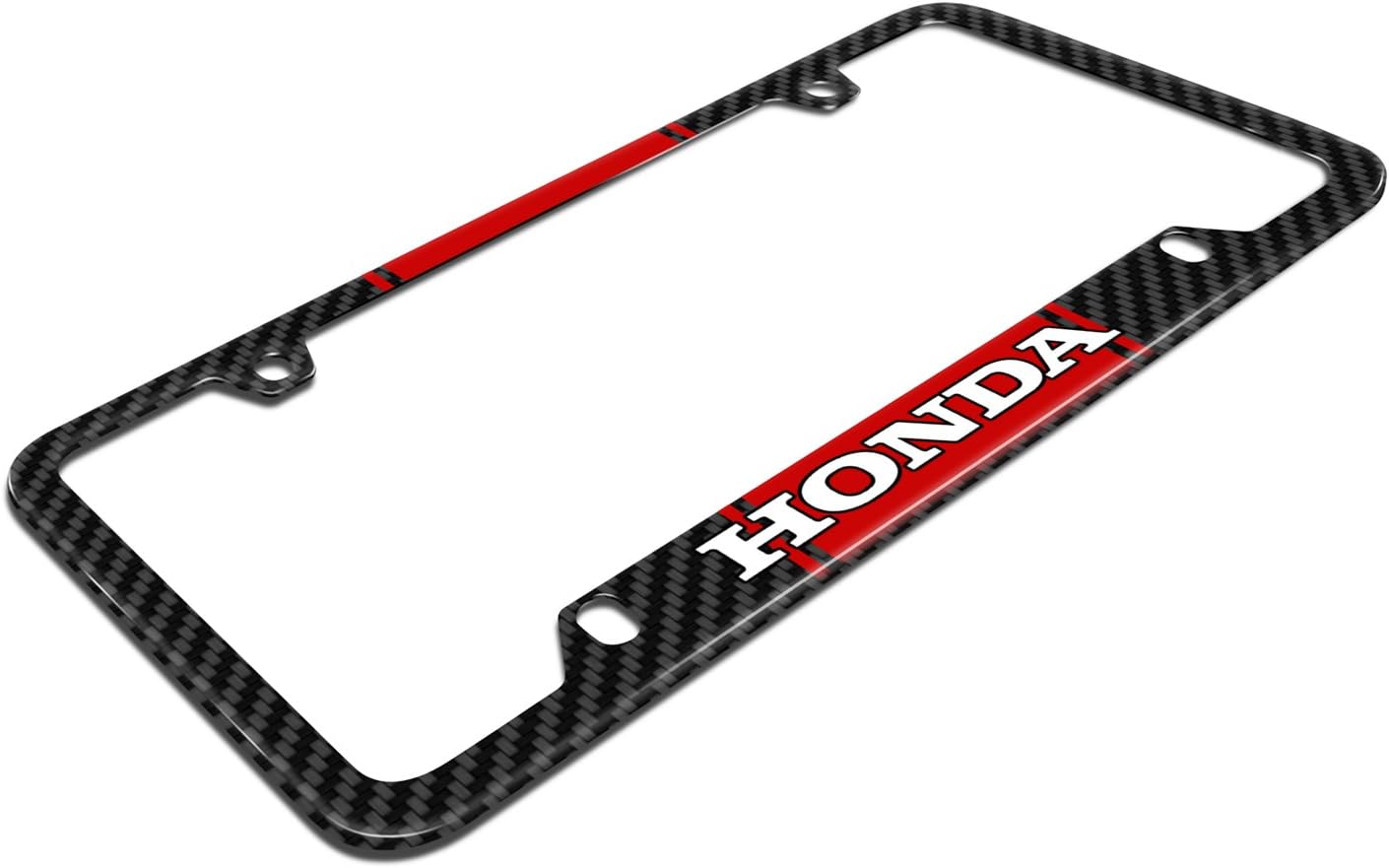 iPick Image for - Honda Red Racing Stripe Black Real Carbon Fiber 50 States License Plate Frame