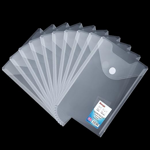 48PCS A5 Stamp and Die Storage Pockets 7 x 10 Inch, Large Clear Plastic Envelopes Storage Bag File Folder for Cutting Die Stamp Card Stencil Album DIY Scrapbooking Paper Card Embossing Crafts