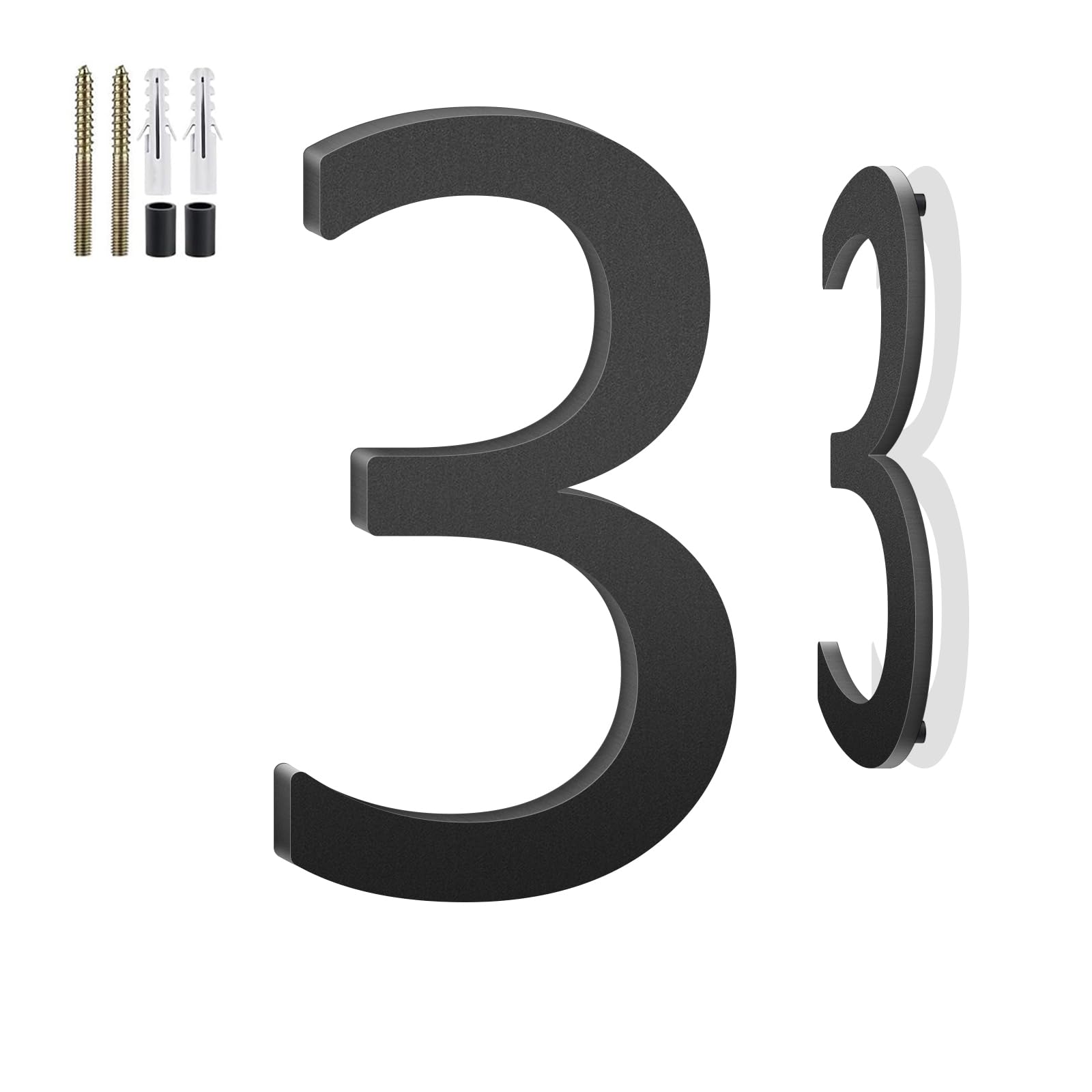 3 Inch Floating House Numbers and Metal Letters for Outdoor Signs, House Numbers for Outside, Aluminum Address Letters and Numbers for Door, Mailbox,