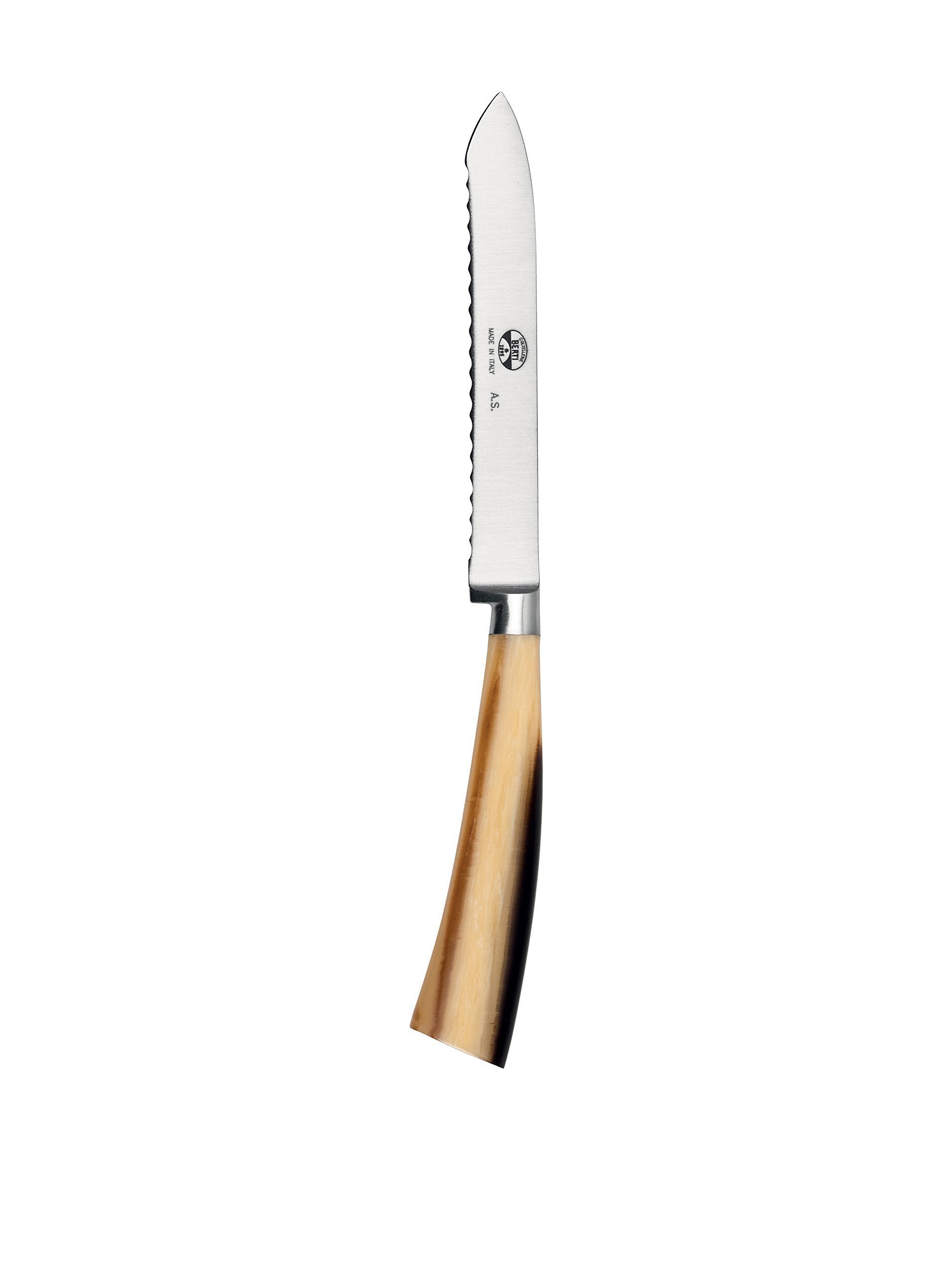 Coltellerie Berti Insieme Coltello Da Pomodoro Forgiato Cornotech Marrone