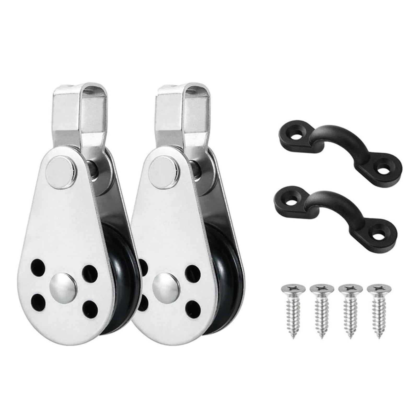 STBQHG Kayak Canoes Anchors Trolley Kits Stainless Steel Pulley Block with Pad Eye and Screws for Kayak Canoes Boats Anchors