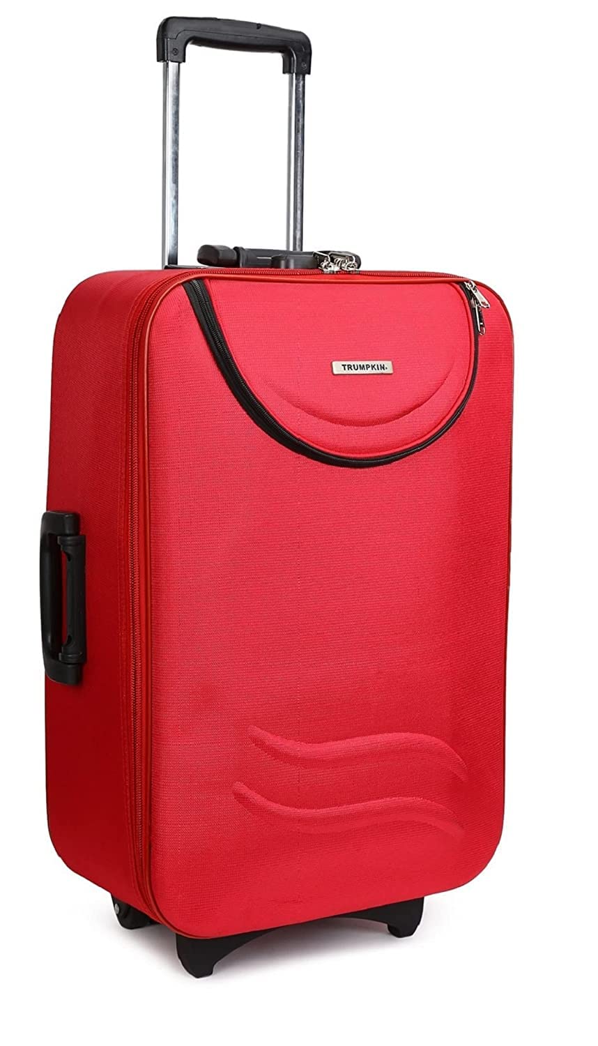 New Jersey Travellers Scottish Model Polyester Soft-Side 55cm Small Cabin 2 Wheels Luggage Trolley Bag with Spinner Wheels (Small, Red SS)