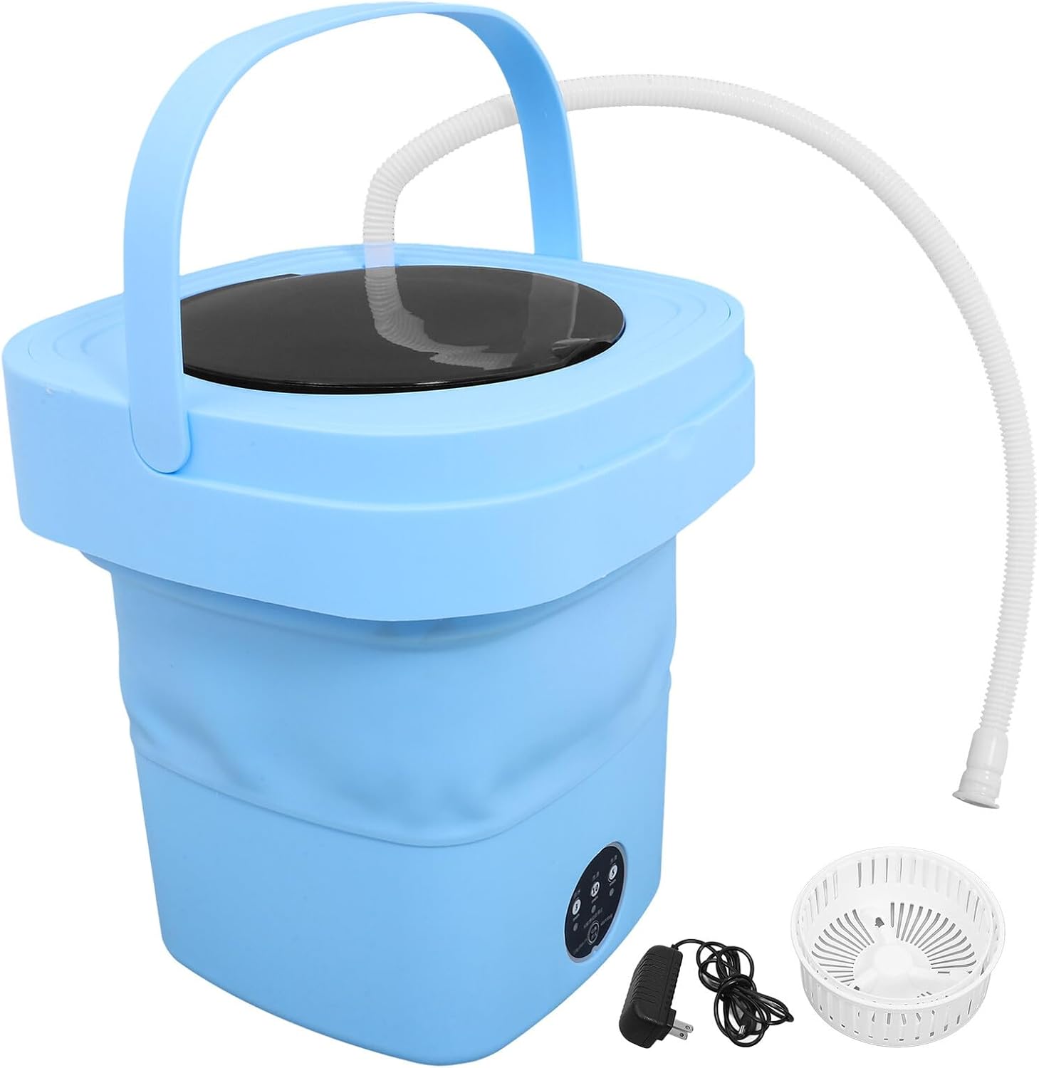 Portable Mini Folding Washing Machine Compact Collapsible Washer for Home Dorm Rv Travel with Drain Hose and Dry Basket Small Lightweight Laundry Appliance with US Plug