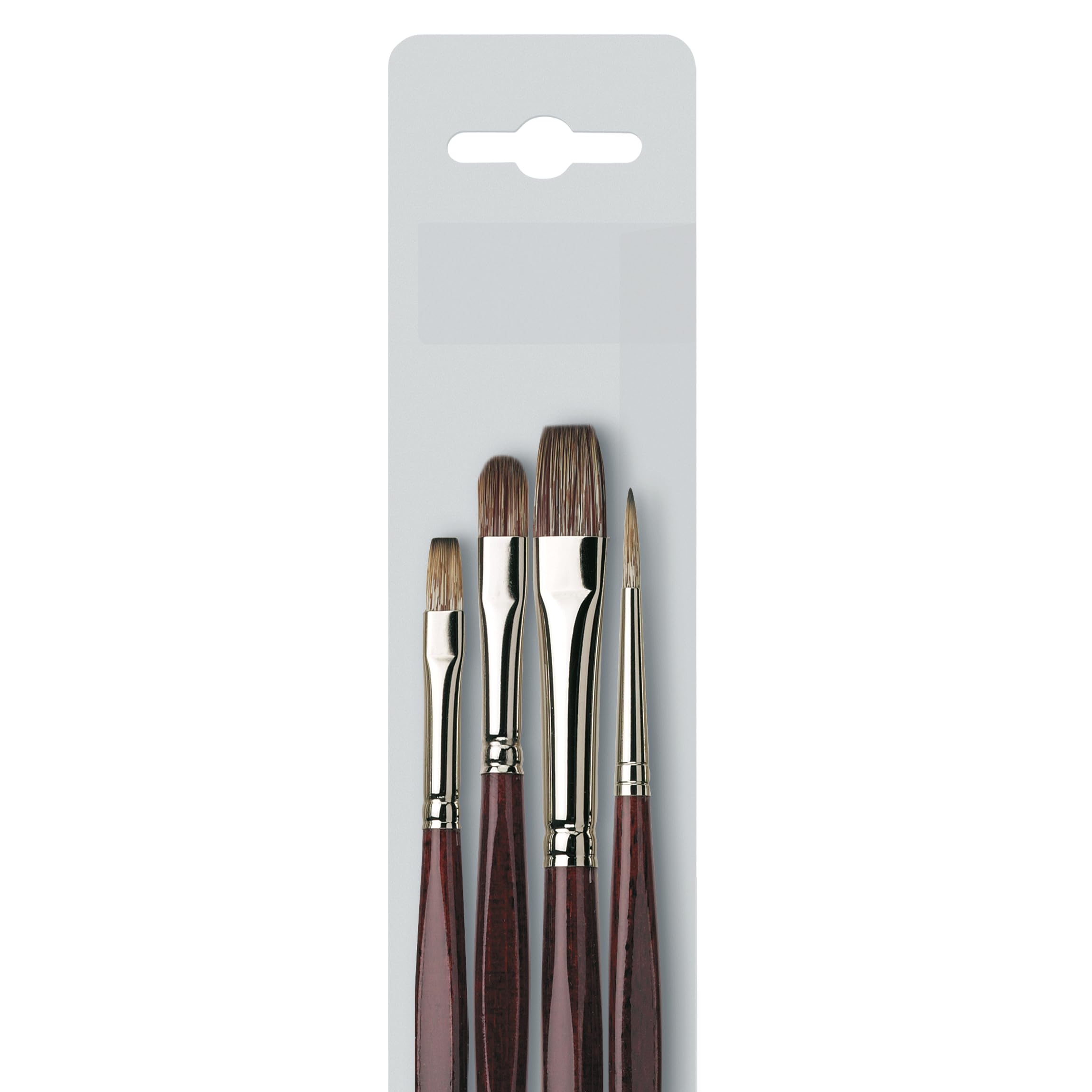 da Vinci, Grigio, Pinsel-Set, aufgeraute Synthetikfasern, Lange bordeauxfarbene Stiele, Acryl & Öl, Leinwand & Holz, Firnissen & Grundieren, Vegan, Made in Germany, Flach, Rund & Katzenauge, Größe 0